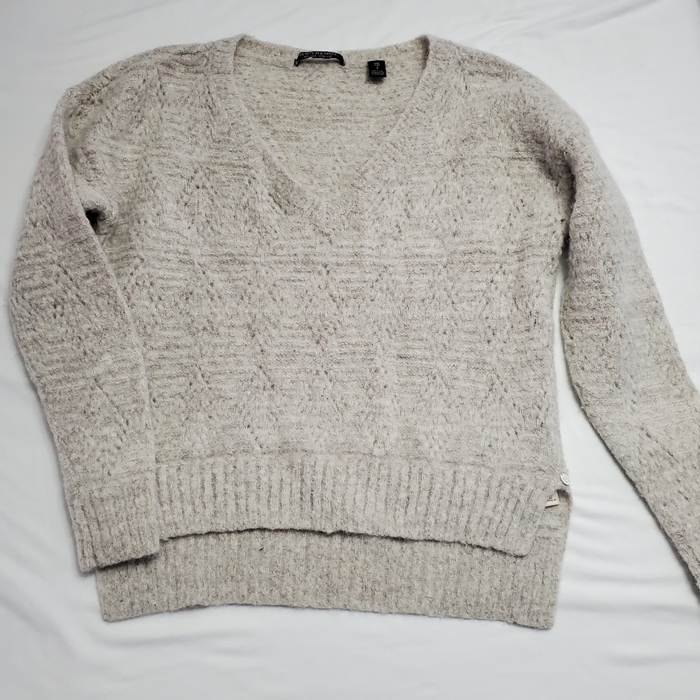 Scotch & Soda Alpaca Mohair Blend V Neck Sweater Beige Small